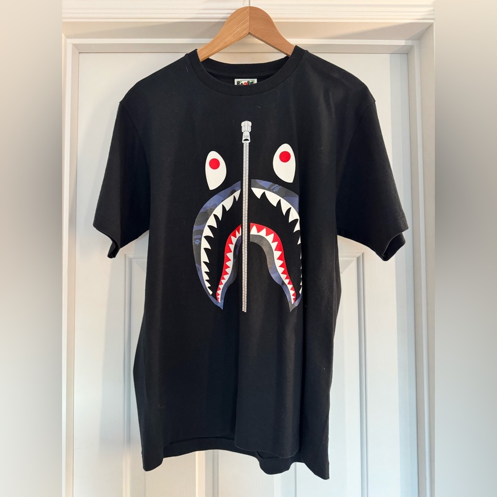 BAPE Mens Cotton SHARK HEAD T-Shirt